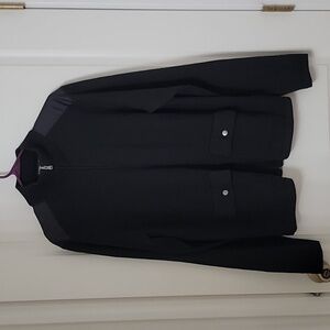 Michael Kors Size L Black Zip Front Cardigan Sweater, Wool Blend, EUC